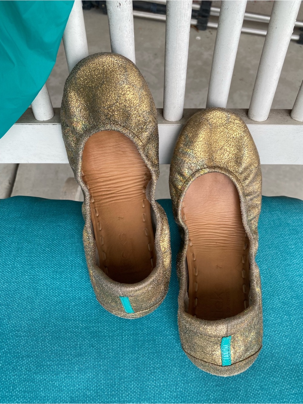 Tieks Starstruck Metallic Gold Ballet Flats, Size 7